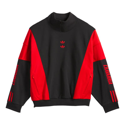 + Willy Chavarria Watsonville Mockneck Jumper 'Black Red'