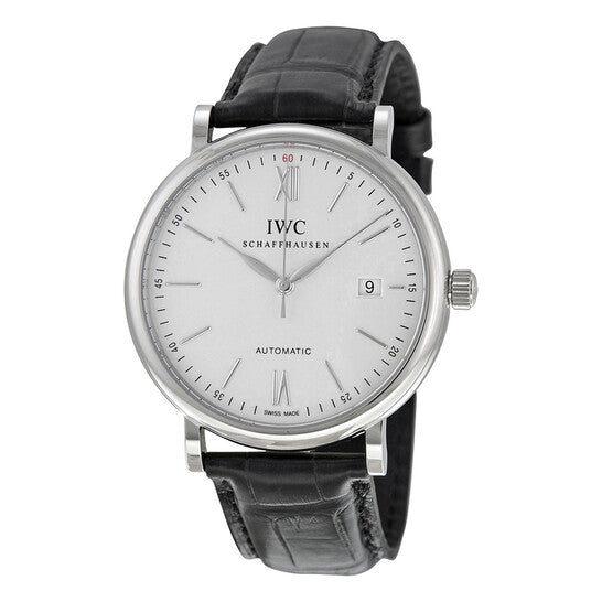 IWC Portofino Automatic Silver Dial Black Leather Men's Watch 3565-01 Item No. IW356501