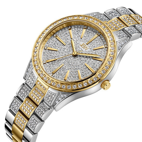 JBW Cristal 34 Quartz Diamond Gold Dial Ladies Watch  Item No. J6383D