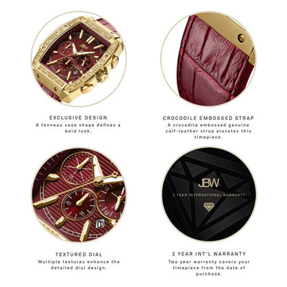 JBW Echelon Chronograph Quartz Diamond Red Dial Men's Watch  Item No. J6379B