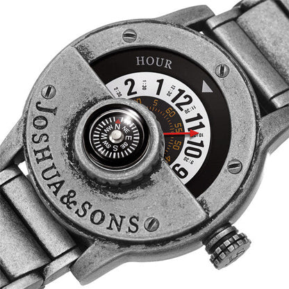 Joshua And Sons Quartz Compass White Dial Men's Watch  Item No. JX139SS