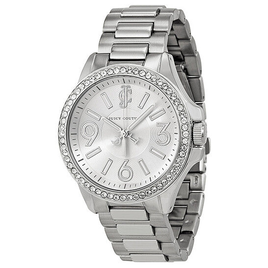 Juicy Couture Jetsetter Silver Dial Stainless Steel Swarovski Crystal Ladies Watch  Item No. 1900958