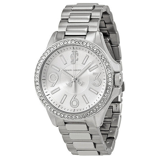 Juicy Couture Jetsetter Silver Dial Stainless Steel Swarovski Crystal Ladies Watch  Item No. 1900958