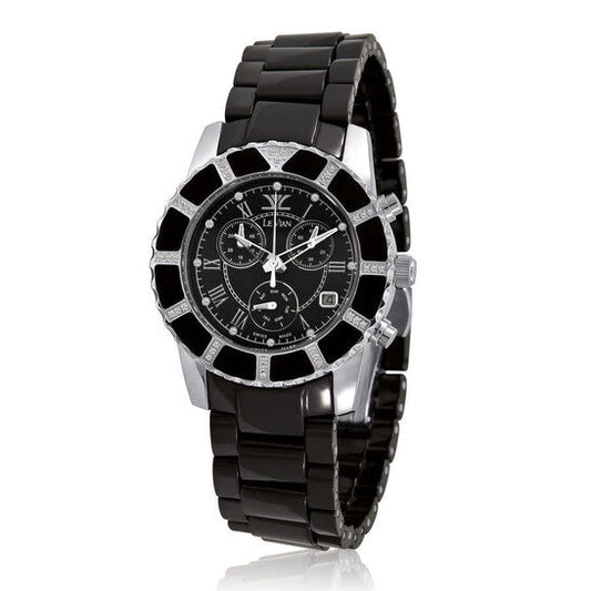 Le Vian Ceramic Chronograph Quartz Black Dial Unisex Watch  Item No. LV931CRDB