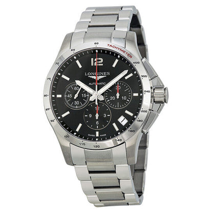 Longines Conquest Automatic Chronograph Black Dial Stainless Steel Men's Watch  Item No. L36974566