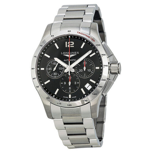 Longines Conquest Automatic Chronograph Black Dial Stainless Steel Men's Watch  Item No. L36974566