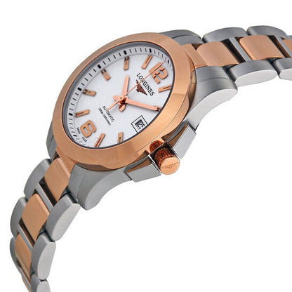 Longines Conquest White Dial Steel and Rose Gold Automatic Ladies Watch L32765167 Item No. L3.276.5.16.7