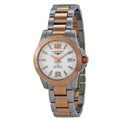 Longines Conquest White Dial Steel and Rose Gold Automatic Ladies Watch L32765167 Item No. L3.276.5.16.7