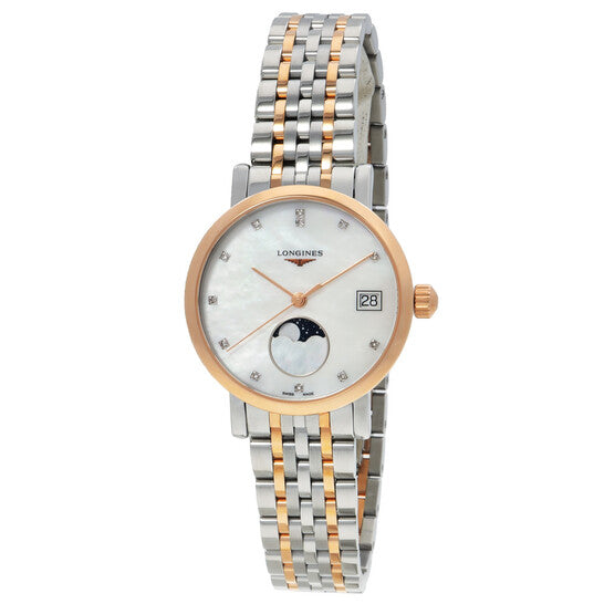 Longines Elegant Quartz Moon Phase Diamond White Dial Ladies Watch  Item No. L4.330.5.87.7