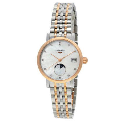 Longines Elegant Quartz Moon Phase Diamond White Dial Ladies Watch  Item No. L4.330.5.87.7