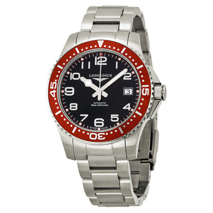 Longines Hydro Conquest Black Dial Red Bezel Stainless Steel Men's Watch  Item No. L36944596