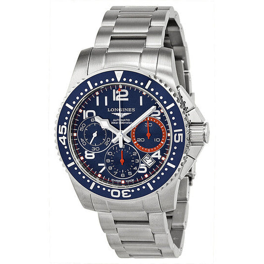 Longines Hydro Conquest Blue and Orange Dial Blue Bezel Stainless Steel Men's Watch L36964036 Item No. L3.696.4.03.6