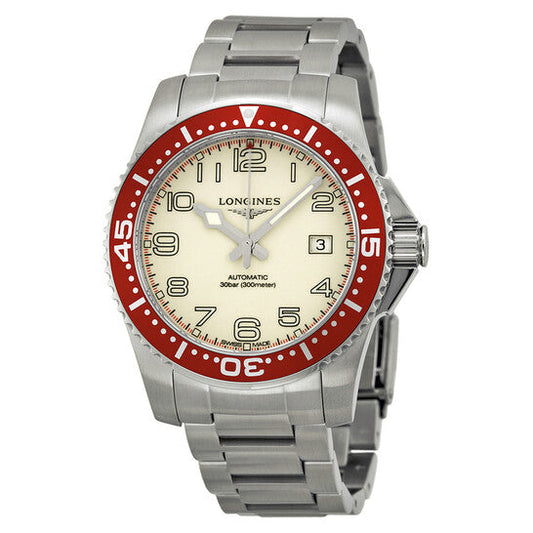 Longines Hydro Conquest White Dial Red Bezel Stainless Steel Men's Watch  Item No. L36954196