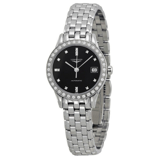 Longines La Grande Classique Automatic Diamond Black Dial Stainless Steel Ladies Watch L42740576 Item No. L4.274.0.57.6