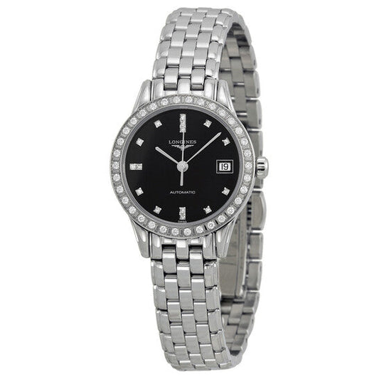 Longines La Grande Classique Automatic Diamond Black Dial Stainless Steel Ladies Watch L42740576 Item No. L4.274.0.57.6