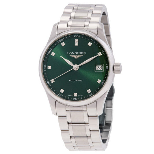 Longines Master Automatic Diamond Green Dial Ladies Watch  Item No. L2.357.4.99.6