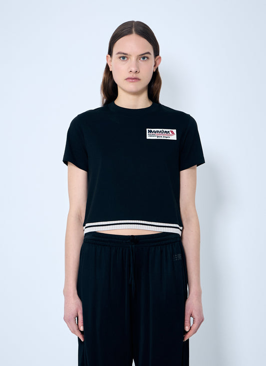 8 Moncler Palm Angels Women Cropped Logo T-Shirt