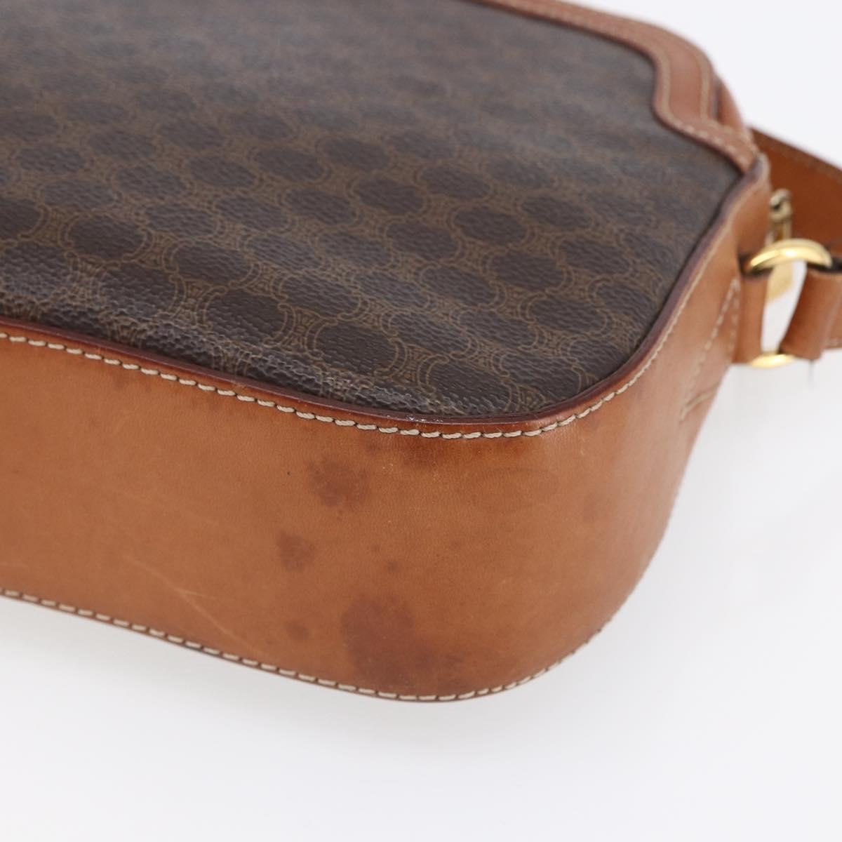 Celine Vintage Macadam Shoulder Bag Canvas And Leather Brown Canvas Shoulder Bag Bag (Pre-Owned)