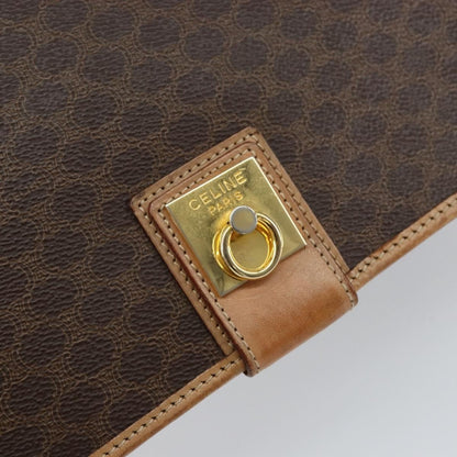 Celine Vintage Macadam Shoulder Bag Canvas And Leather Brown Canvas Shoulder Bag Bag (Pre-Owned)