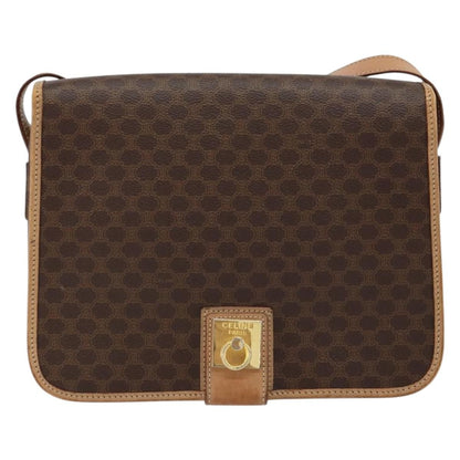 Celine Vintage Macadam Shoulder Bag Canvas And Leather Brown Canvas Shoulder Bag Bag (Pre-Owned)