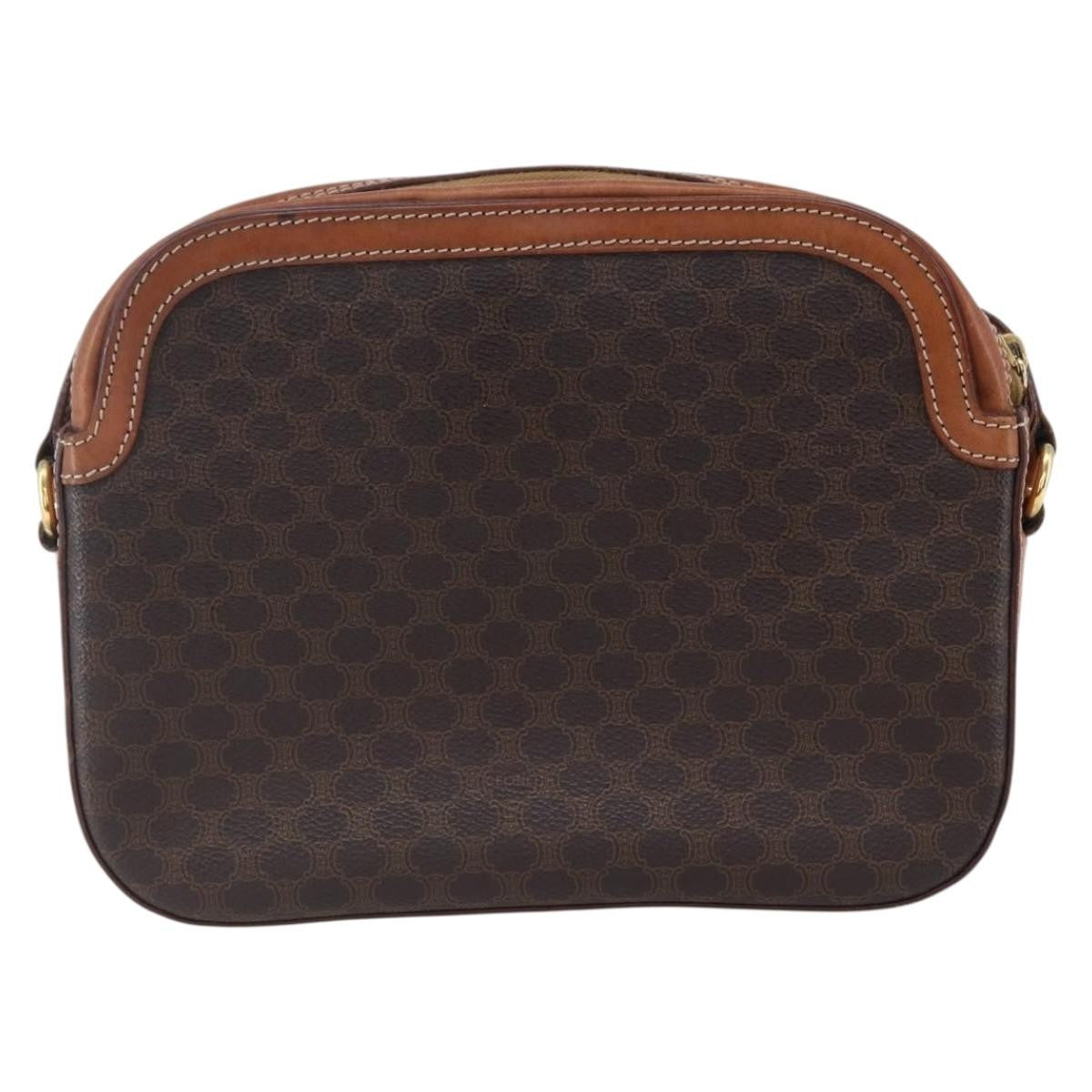 Celine Vintage Macadam Shoulder Bag Canvas And Leather Brown Canvas Shoulder Bag Bag (Pre-Owned)