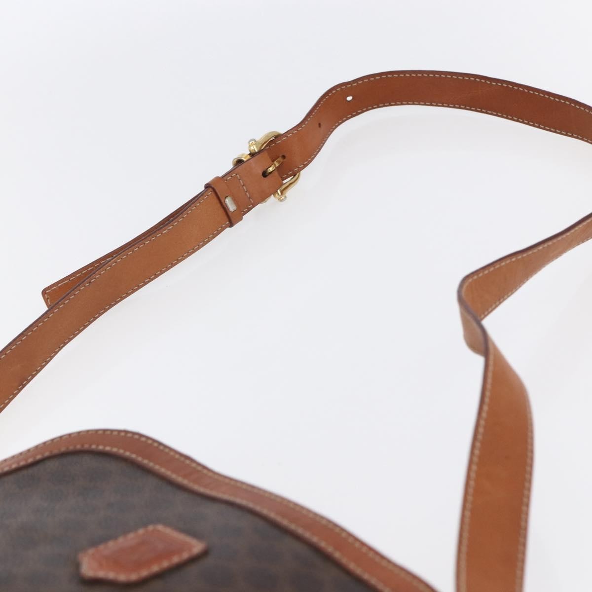 Celine Vintage Macadam Shoulder Bag Canvas And Leather Brown Canvas Shoulder Bag Bag (Pre-Owned)