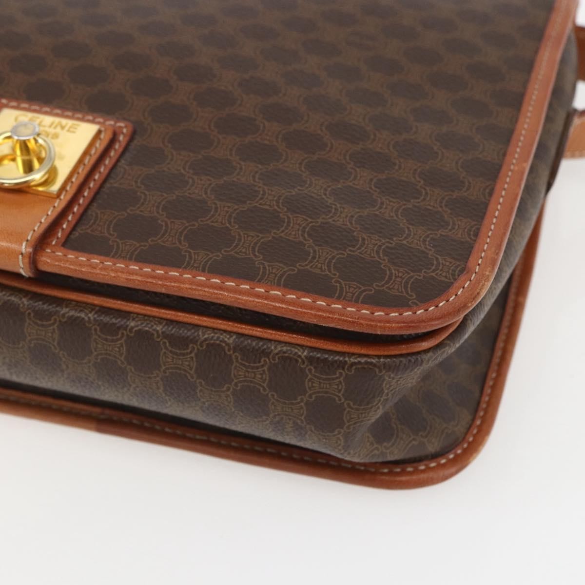 Celine Vintage Macadam Shoulder Bag Canvas And Leather Brown Canvas Shoulder Bag Bag (Pre-Owned)