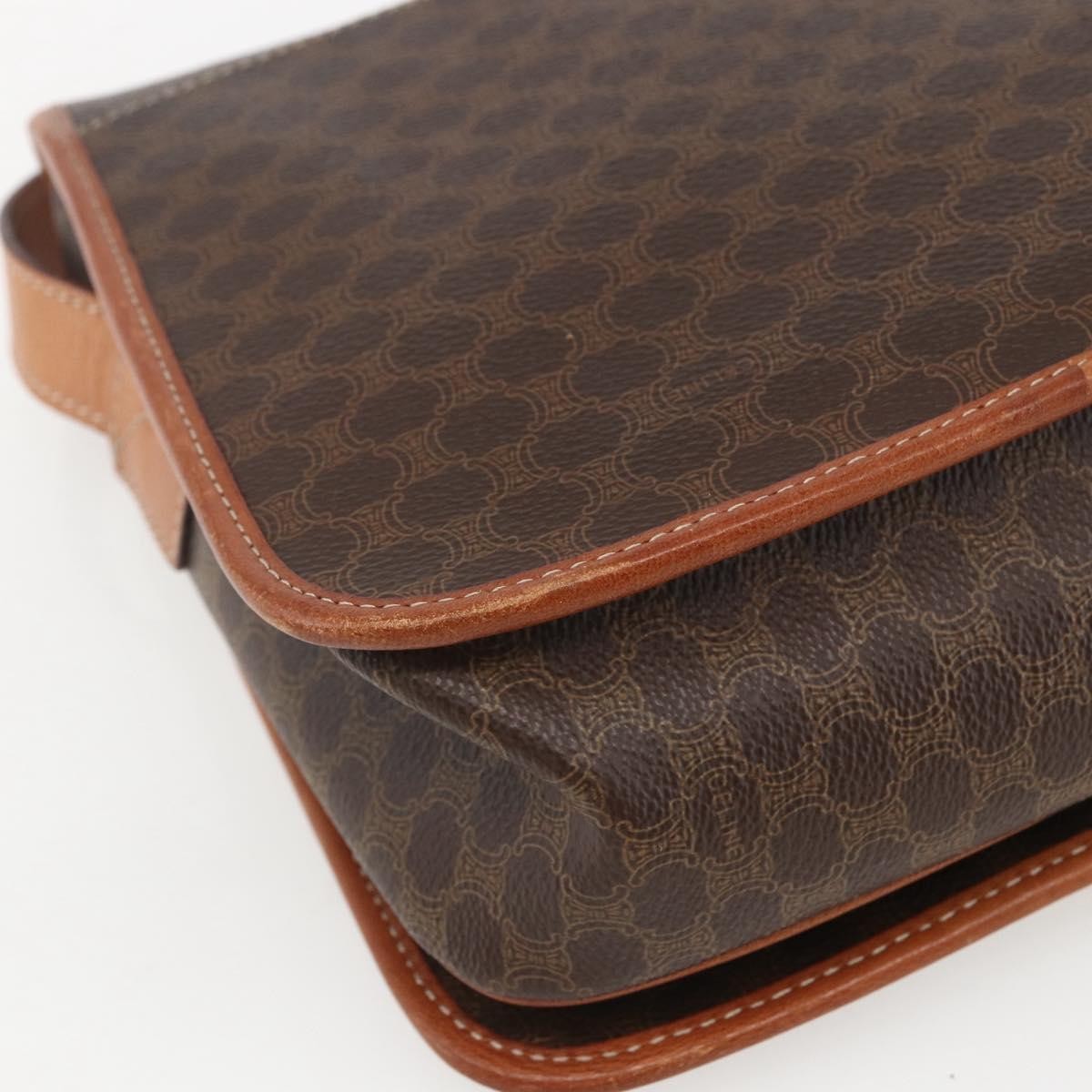 Celine Vintage Macadam Shoulder Bag Canvas And Leather Brown Canvas Shoulder Bag Bag (Pre-Owned)