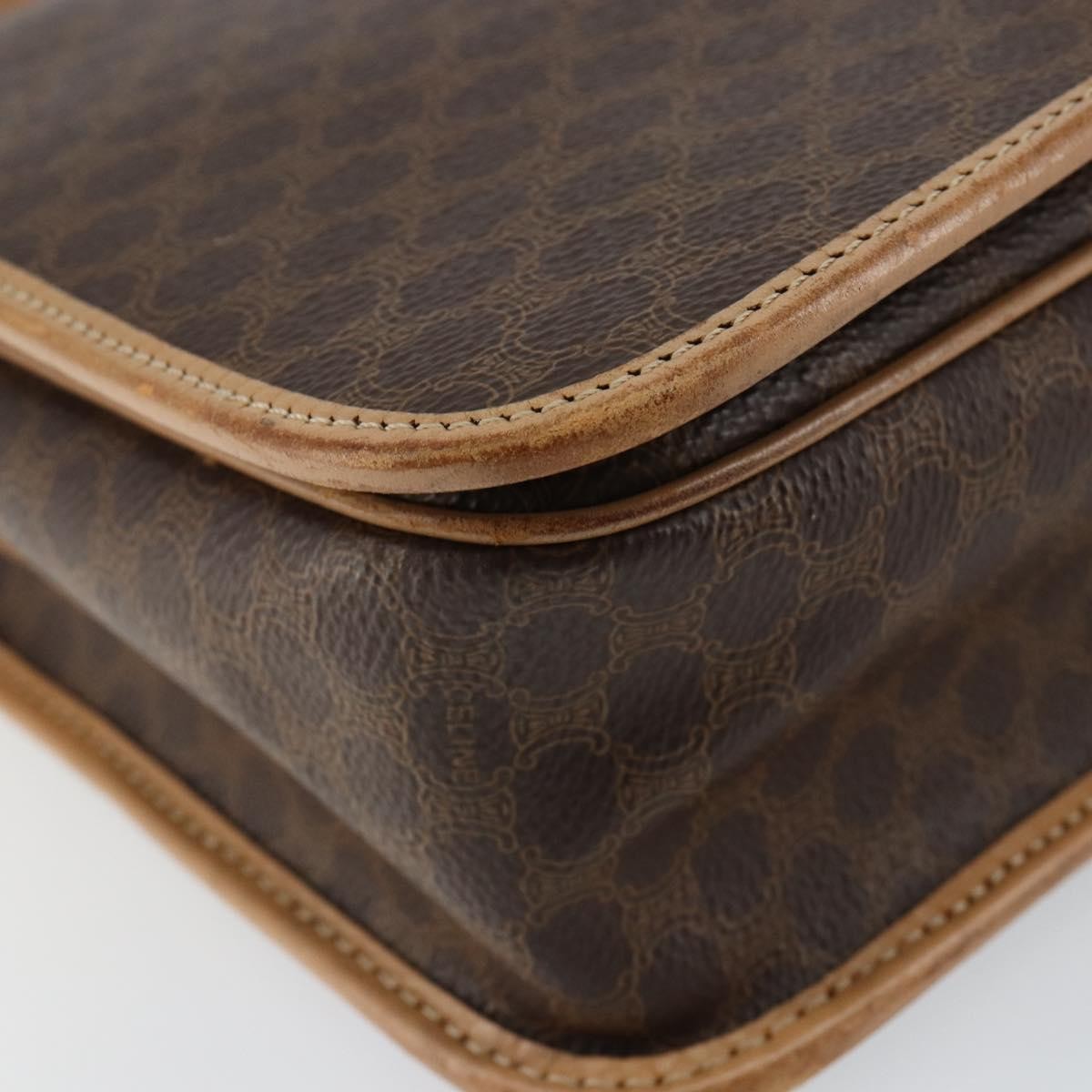 Celine Vintage Macadam Shoulder Bag Canvas And Leather Brown Canvas Shoulder Bag Bag (Pre-Owned)