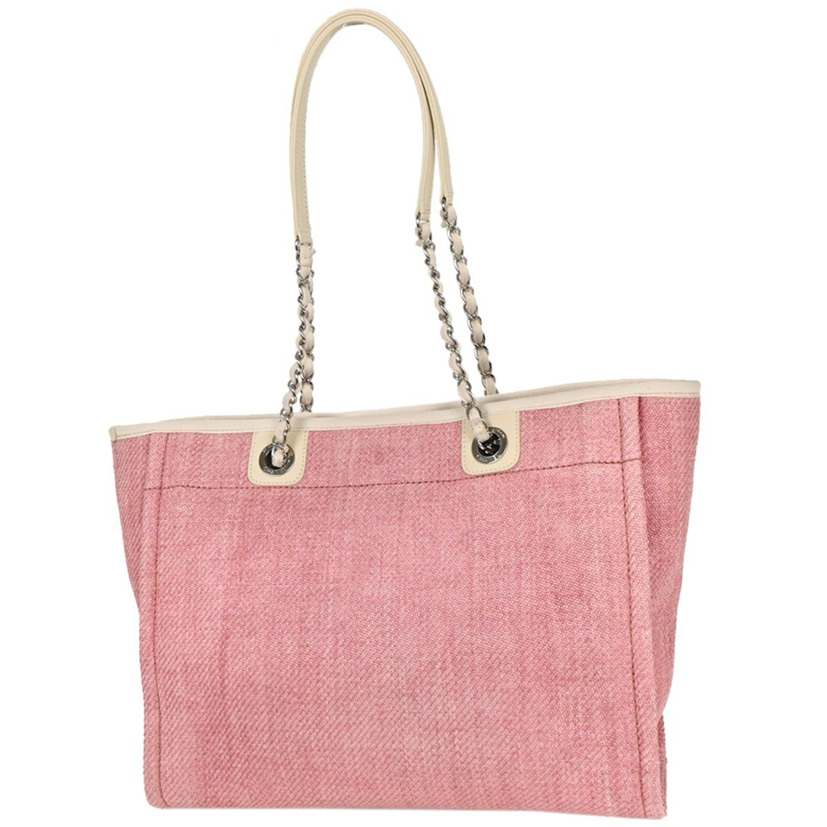 Chanel Deauville Tote Canvas Pink Canvas Tote Bag Bag (Pre-Owned)