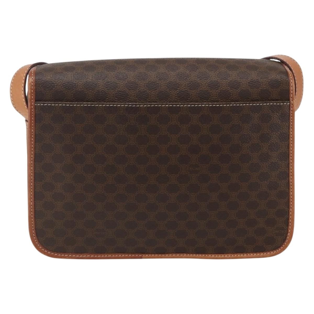 Celine Vintage Macadam Shoulder Bag Canvas And Leather Brown Canvas Shoulder Bag Bag (Pre-Owned)