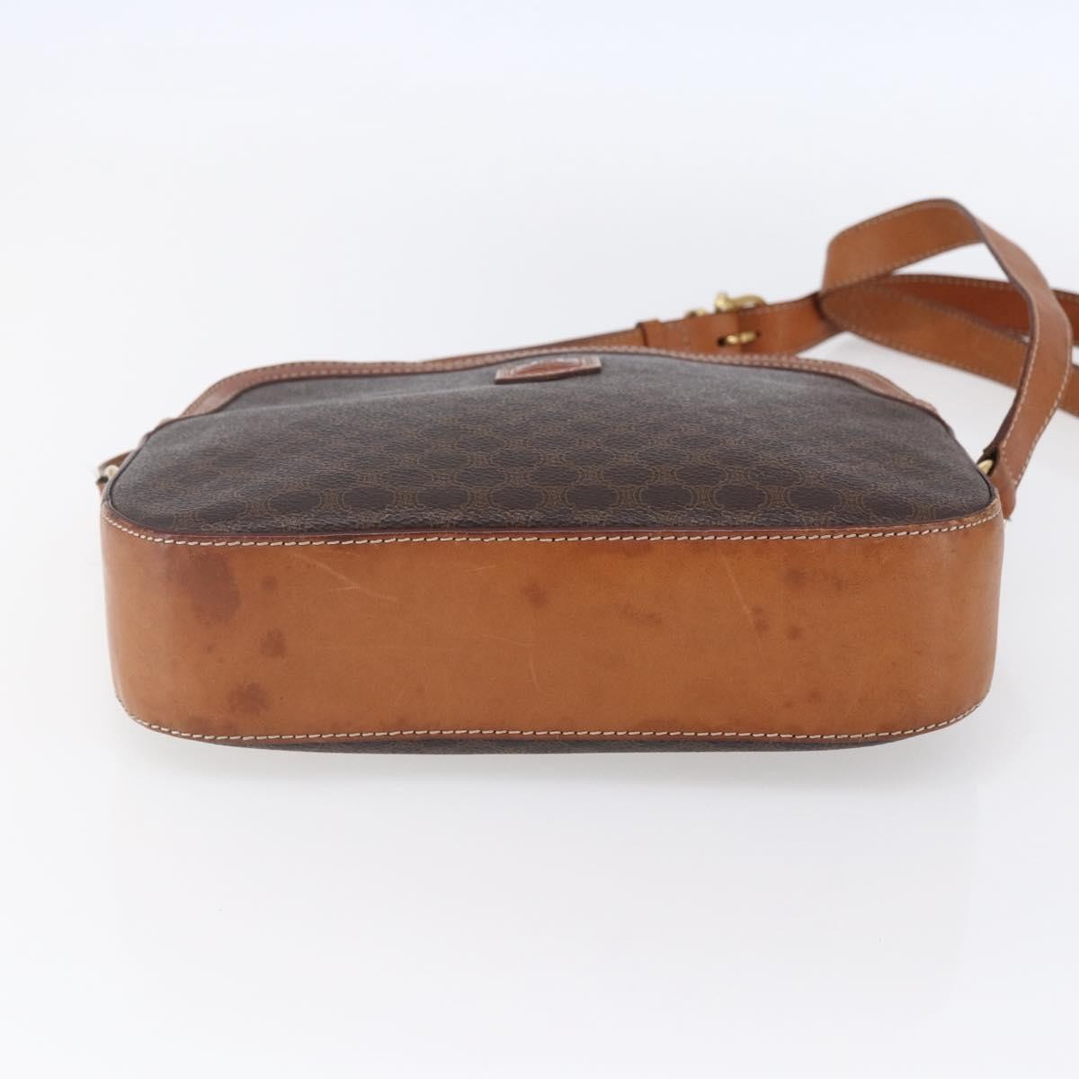 Celine Vintage Macadam Shoulder Bag Canvas And Leather Brown Canvas Shoulder Bag Bag (Pre-Owned)