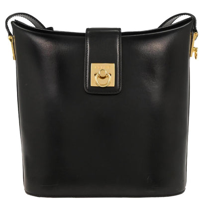 Celine Vintage Shoulder Bag Leather Black Leather Shoulder Bag Bag (Pre-Owned)
