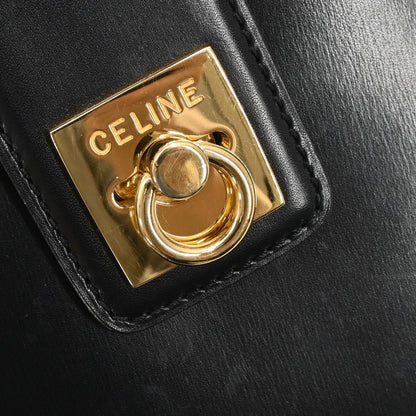 Celine Vintage Shoulder Bag Leather Black Leather Shoulder Bag Bag (Pre-Owned)