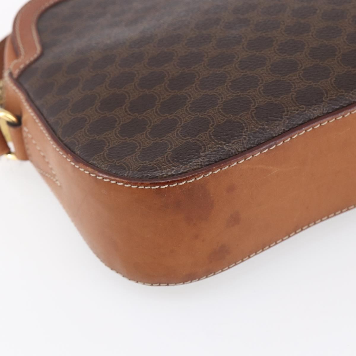 Celine Vintage Macadam Shoulder Bag Canvas And Leather Brown Canvas Shoulder Bag Bag (Pre-Owned)