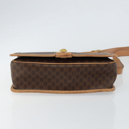 Celine Vintage Macadam Shoulder Bag Canvas And Leather Brown Canvas Shoulder Bag Bag (Pre-Owned)