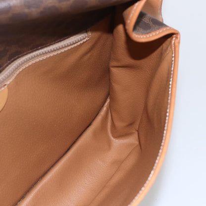 Celine Vintage Macadam Shoulder Bag Canvas And Leather Brown Canvas Shoulder Bag Bag (Pre-Owned)