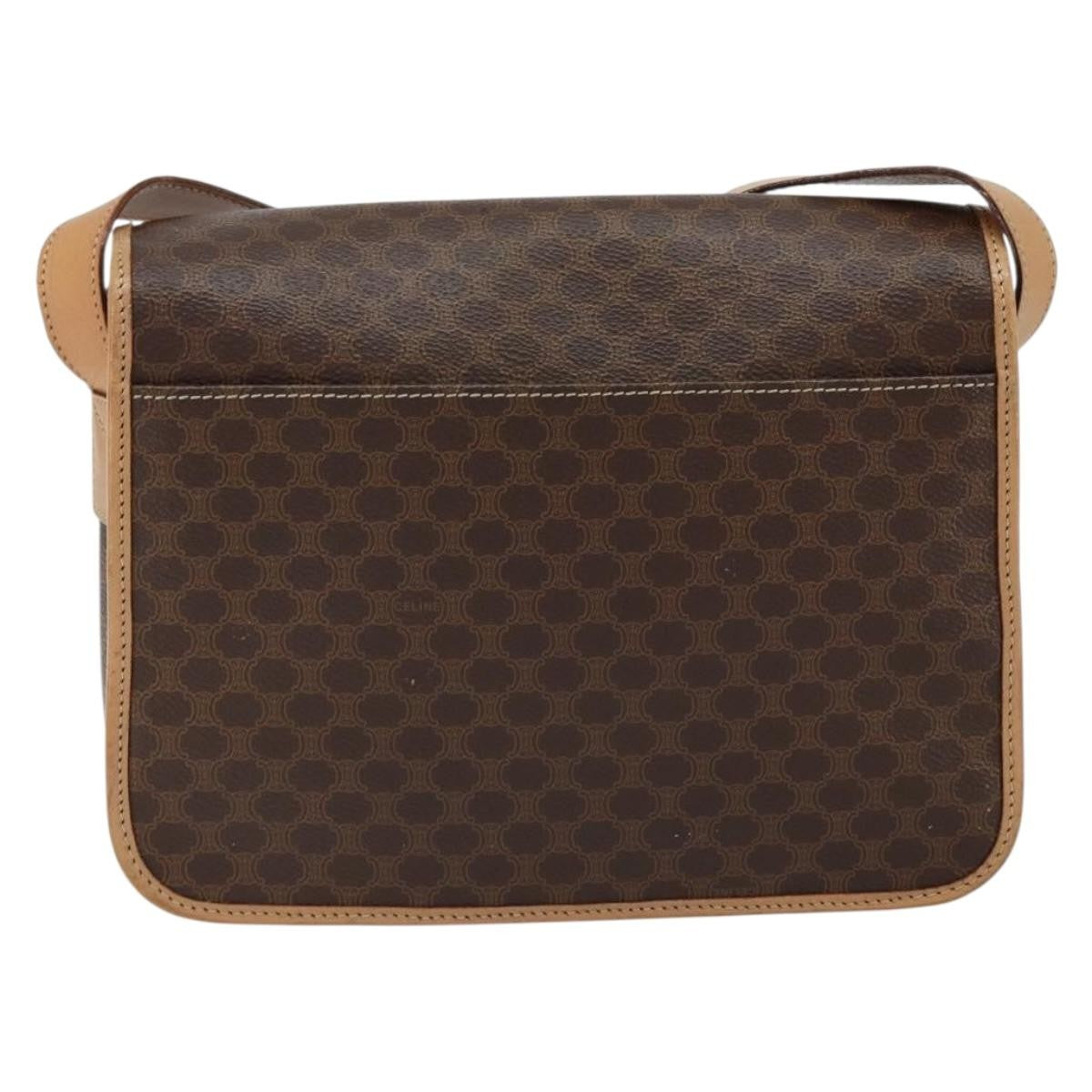 Celine Vintage Macadam Shoulder Bag Canvas And Leather Brown Canvas Shoulder Bag Bag (Pre-Owned)