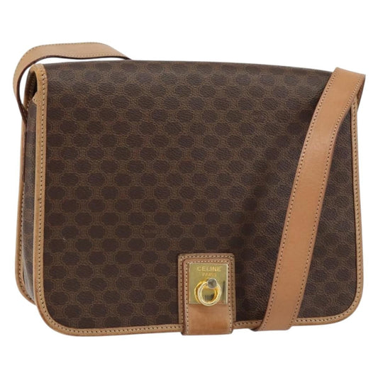Celine Vintage Macadam Shoulder Bag Canvas And Leather Brown Canvas Shoulder Bag Bag (Pre-Owned)