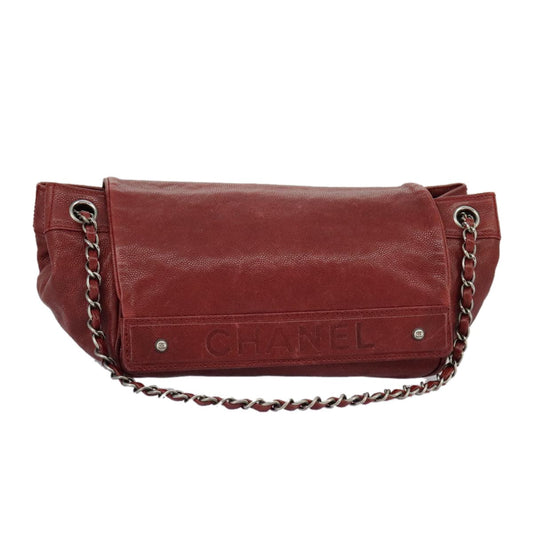 Chanel Vintage Accordion Flap Bag Quilted Leather Beige Leather Shoulder Bag Bag (Pre-Owned)