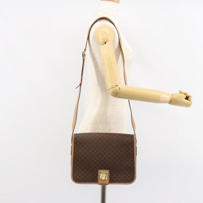 Celine Vintage Macadam Shoulder Bag Canvas And Leather Brown Canvas Shoulder Bag Bag (Pre-Owned)