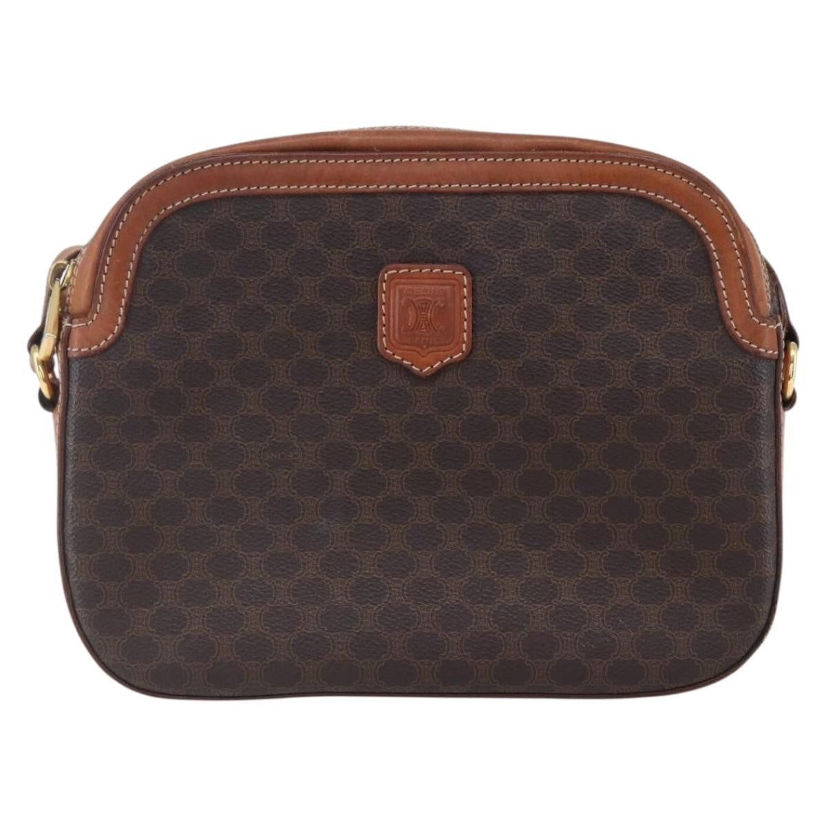 Celine Vintage Macadam Shoulder Bag Canvas And Leather Brown Canvas Shoulder Bag Bag (Pre-Owned)