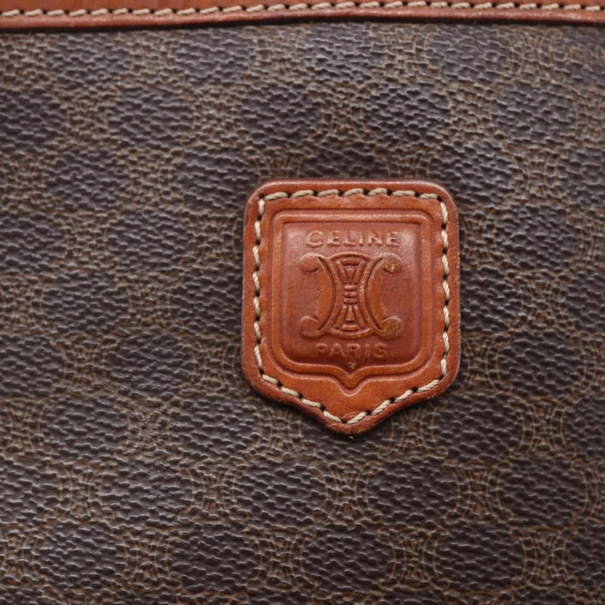 Celine Vintage Macadam Shoulder Bag Canvas And Leather Brown Canvas Shoulder Bag Bag (Pre-Owned)